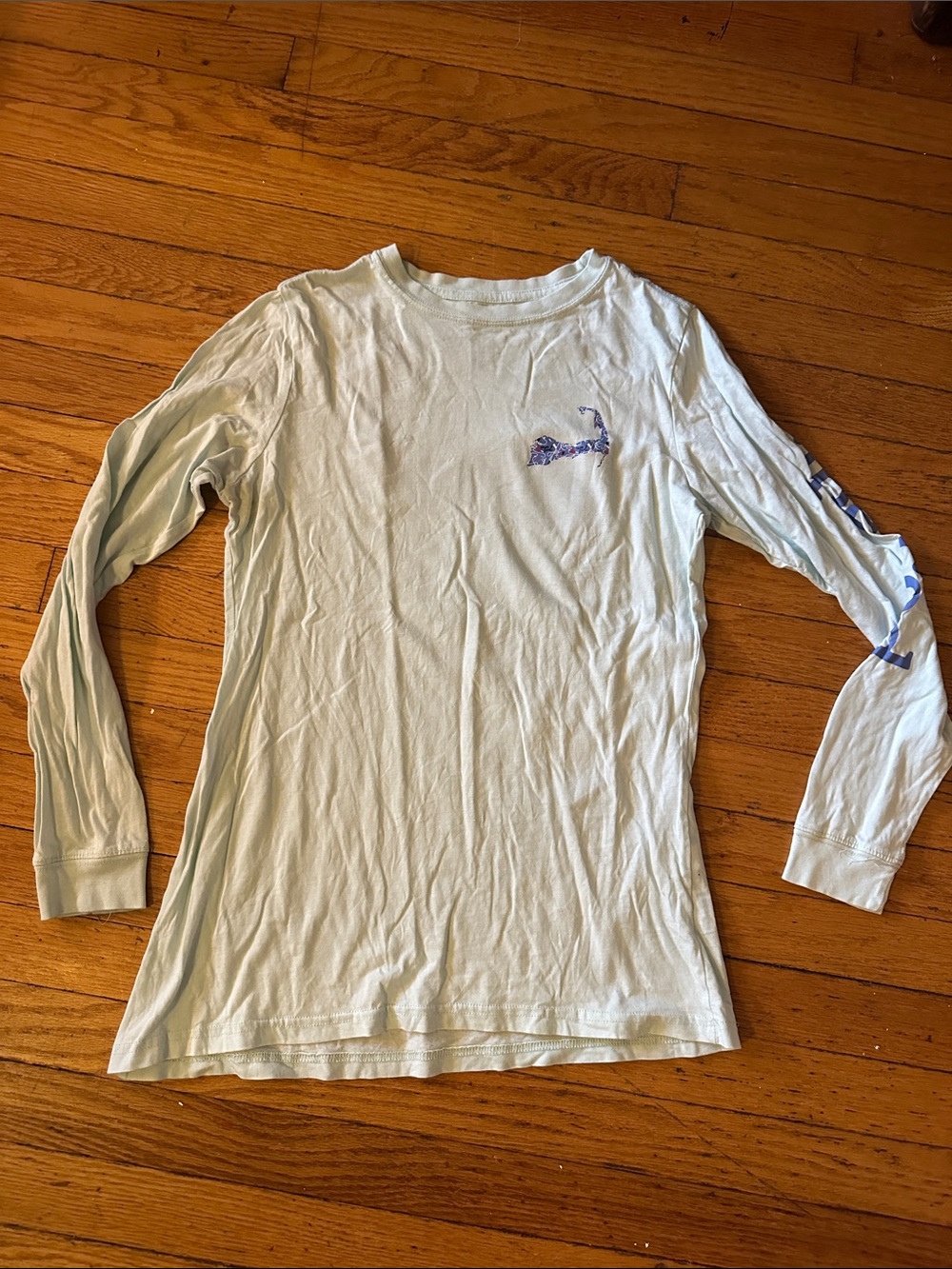 Cuffy’s Cape Cod Sea Salt Blue Long Sleeve Graphic Tee size M